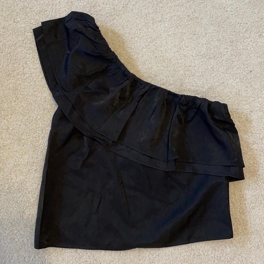 Only Other Memory One Shoulder Black Blouse